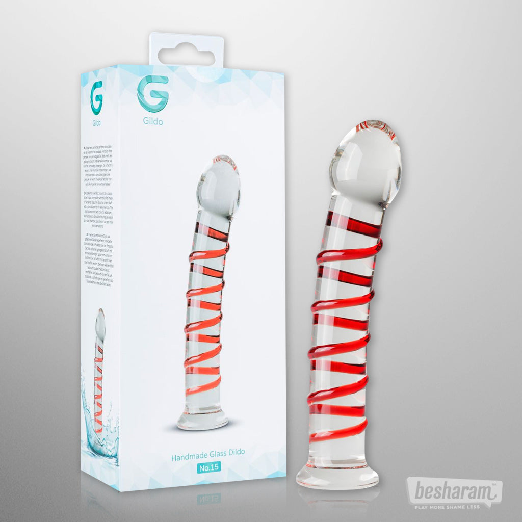 Gildo Glass Ribbed Red Dildo