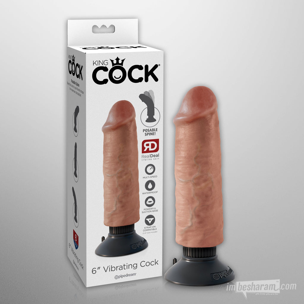 King Cock 6" Vibrating Realistic Dildo