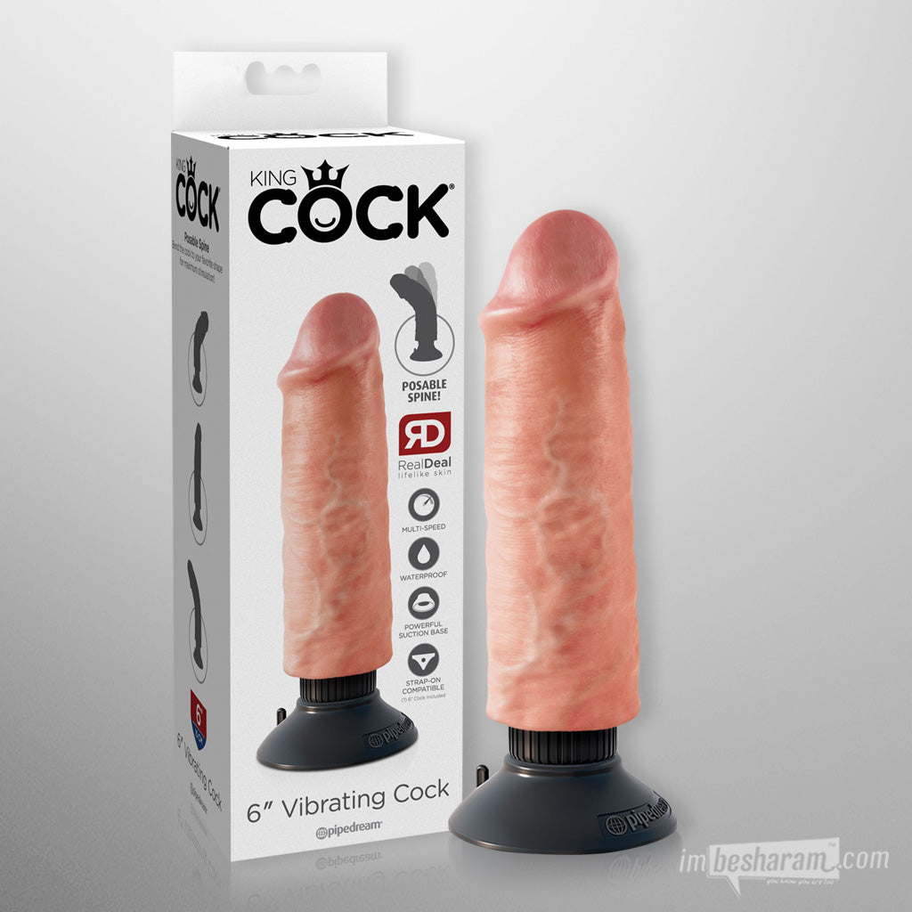 King Cock 6" Vibrating Realistic Dildo