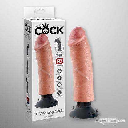 King Cock 8" Vibrating Realistic Dildo