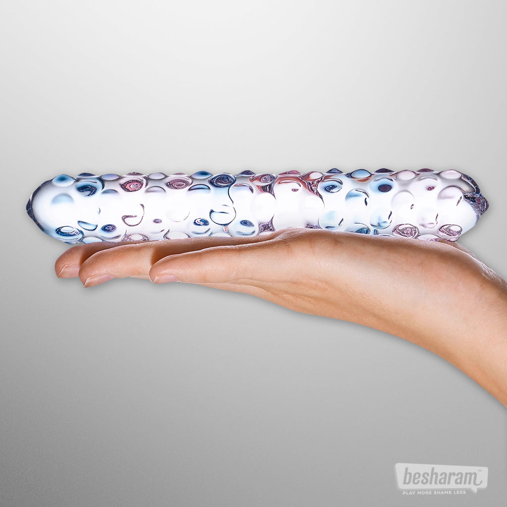 Glas Purple Rose Nubby Dildo