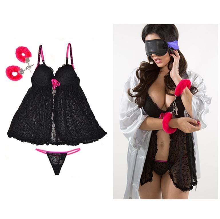 Sunny Leone Worn Baby Doll Set w Cuffs &amp; Mask