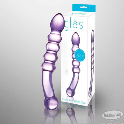 Glas Purple Rain Ribbed Dildo