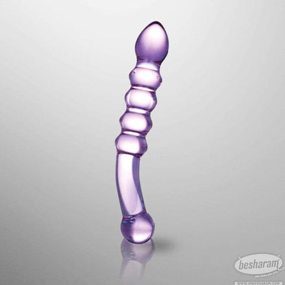 Glas Purple Rain Ribbed Dildo
