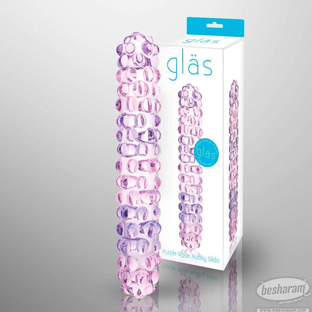 Glas Purple Rose Nubby Dildo